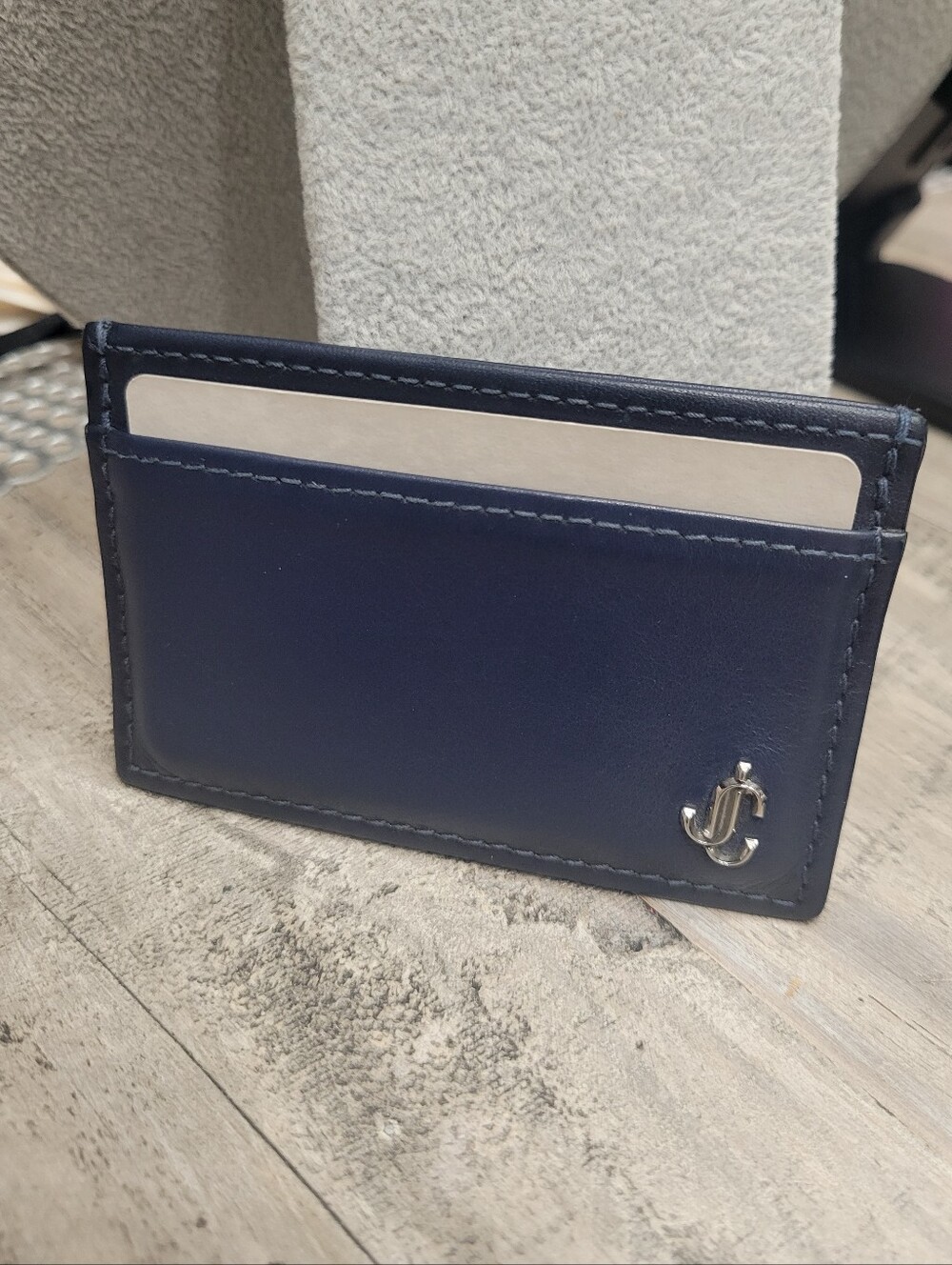Jimmy Choo Navy Blue Leather Card Case